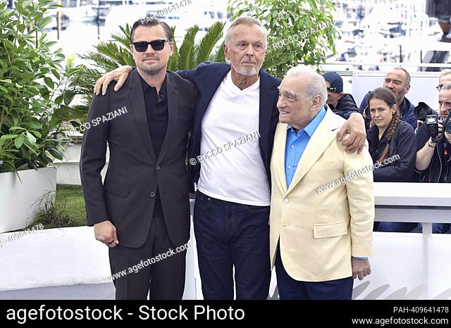 CANNES, FRANCE - MAY 21:Martin Scorsese, Jean Pierre Vincent , Leonardo DiCaprio attends the ""Killers Of The Flower Moon"" photocall at the 76th annual Cannes...