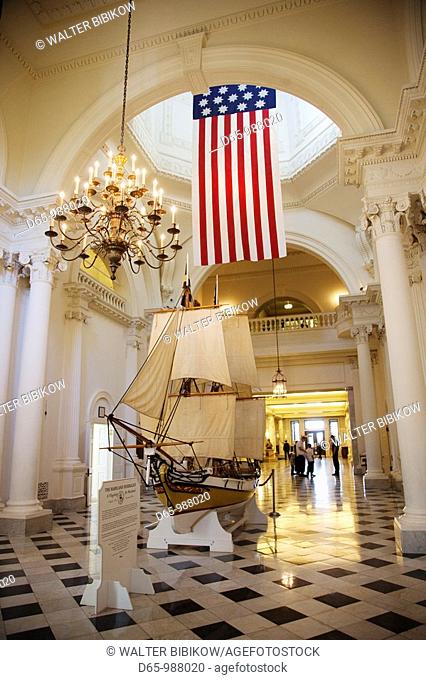 USA, Maryland, Annapolis, Maryland State Capitol building, model of the Federalist, early Maryland sailing ship