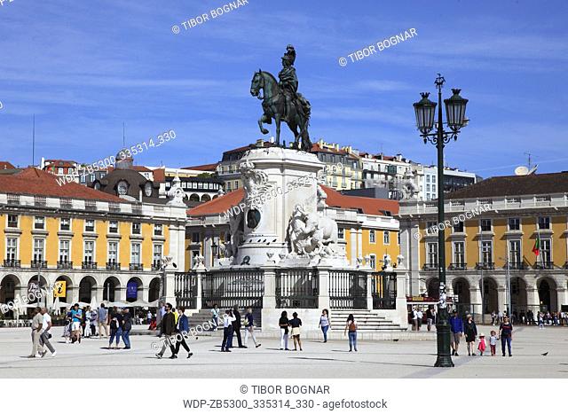 Portugal, Lisbon, Baixa, Praca do Comercio, Terreiro do Paco, King Jose I, statue
