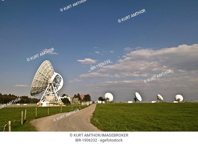 Satellite observation stations, radio telescope dishes, DLR Deutsches Zentrum fuer Luft- und Raumfahrt eV, German centre for aviation and astronautics, Weilheim
