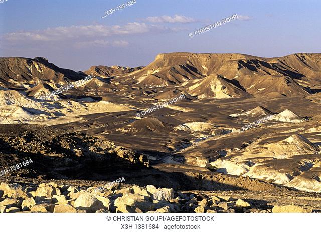 a view from Kasra Fortress on the ancient Incense Route, a World Heritage Site, desert of Negev, Israel, Middle East, Western Asia
