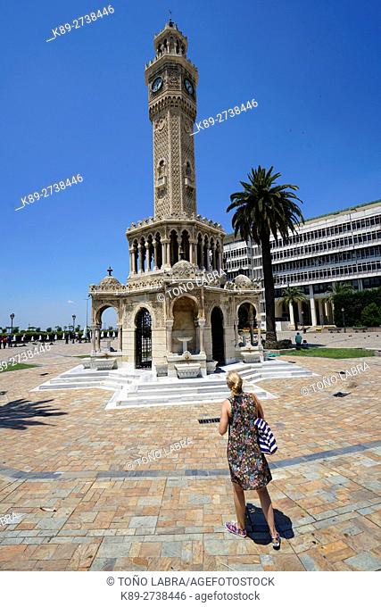 Izmir Clock Tower (Izmir Saat Kulesi) by Levantine French architect Raymond Charles Pï¿½re. Izmir. Turkey