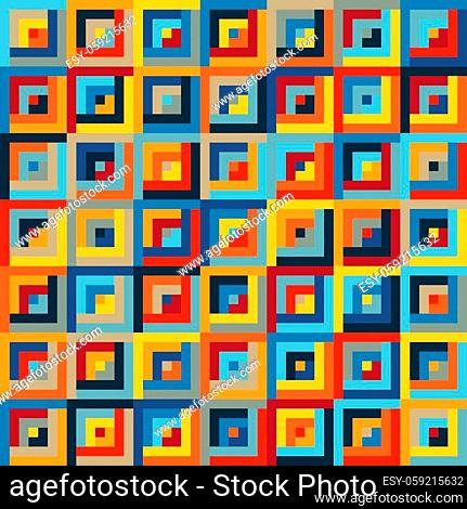 Universal Abstract Graphic Symmetric Seamless Pattern of Geometric Figure Striped Squares. Autumn Color Palette with Harmonious Composition