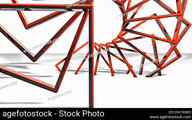 Abstract background of three-dimensional orange shapes. 3d render illustration