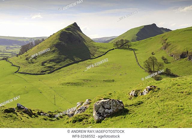Chrome and Parkhouse Hills in the Peak District National Park captured from Hitter Hill on a morning in late April