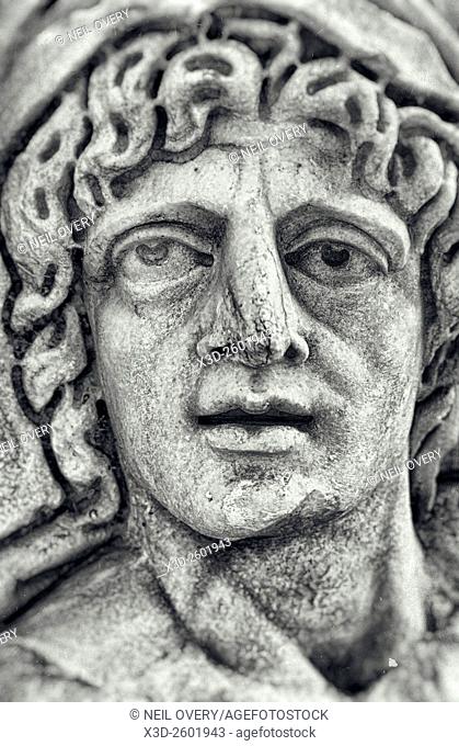 Face of Lycian Statue, Myra, Turkey