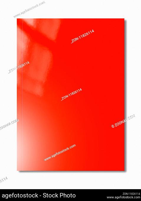Red booklet cover isolated on white background, mockup template