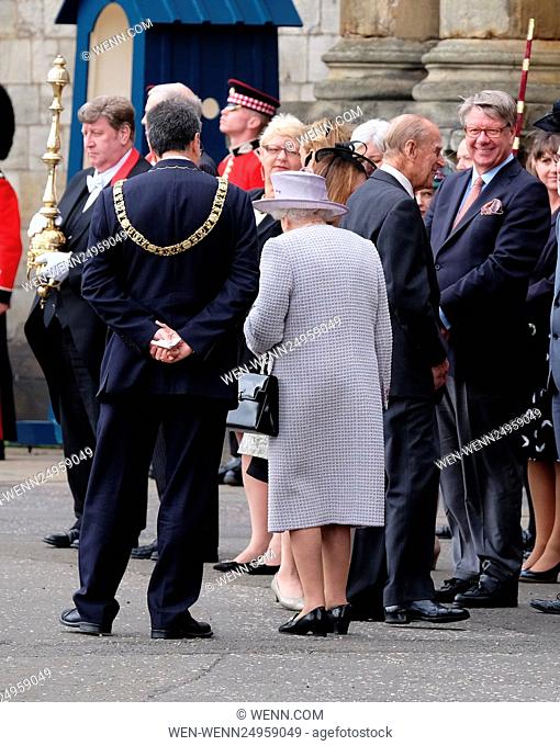 Her Majesty The Queen and His Royal Highness The Duke of Edinburgh attend the Ceremony of the Keys at the Palace of Holyroodhouse on Friday 1st July, 2016
