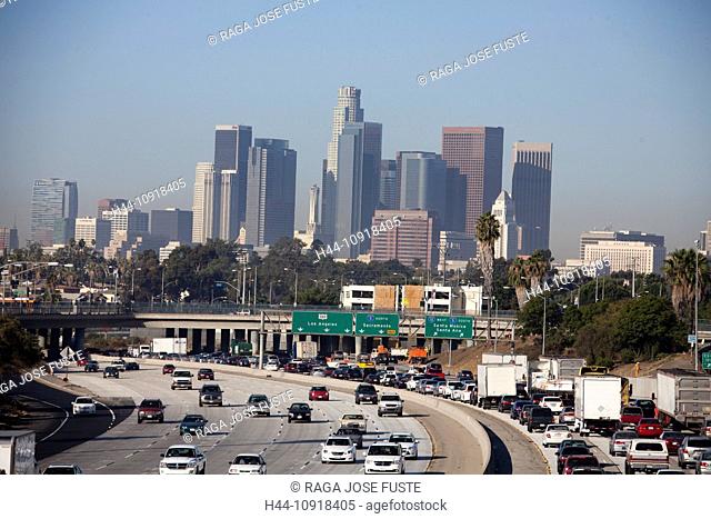 USA, United States, America, California, Los Angeles, City, Downtown, freeway, architecture, busy, cars, consumption, energy, rush, rush, skyline, skyscraper
