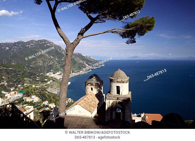 View of the Amalfi Coastline from Villa Rufolo. Ravello. Amalfi Coast. Campania. Italy