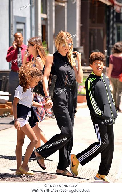 Heidi Klum goes out with her children on a sunny summer day in New York City Featuring: Heidi Klum, Lou Sulola Samuel, Henry Günther Ademola Dashtu Samuel...