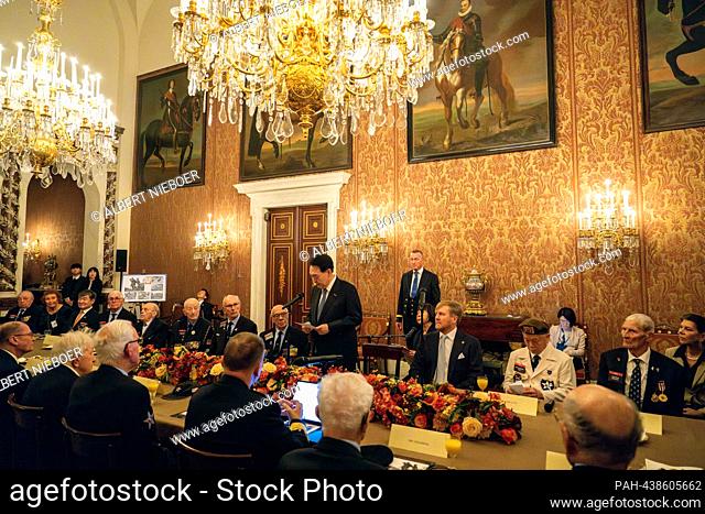 King Willem-Alexander of The Netherlands and President Yoon Suk Yeol at the Royal Palace in Amsterdam, on December 13, 2023