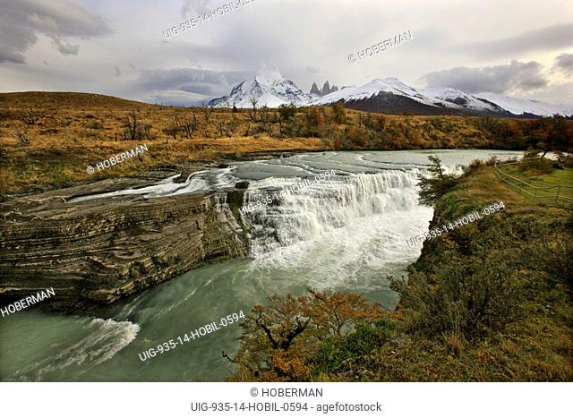 Cascades and Snow-covered Mountains, Patagonia, Chile