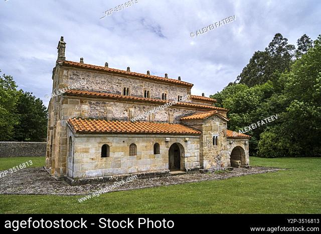 Pre-Romanesque church Church San Salvador de Valdediós in vicinities of Oviedo, Asturias, Spain