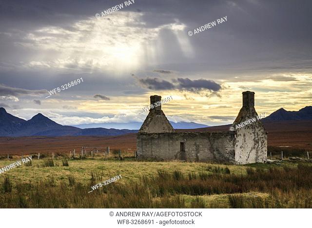 The ruin at Moine Ho, on the old north coast road, near Tongue in the far north of Scotland. The image was captured on an atmospheric morning in early November