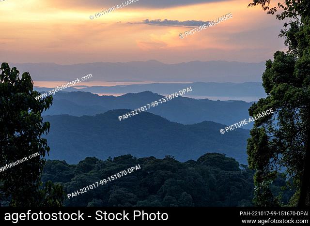 PRODUCTION - 26 September 2022, Rwanda, Uwinka: View over the mountain rainforest in Rwanda's Nyungwe National Park to Lake Kivu