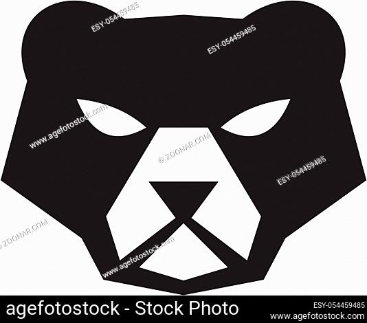 Illustration of an American black bear, Ursus americanus, a medium-sized bear native to North America head viewed from front set on isolated white background...