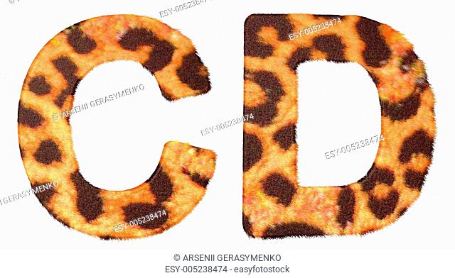 Leopard fur C and D letters isolated