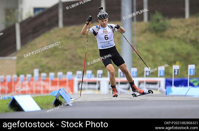 Adam Vaclavik (Czech) in action during the IBU Summer Biathlon World Championships, men’s 7, 5km sprint competition, on August 28, 2021, in Nove Mesto na Morave