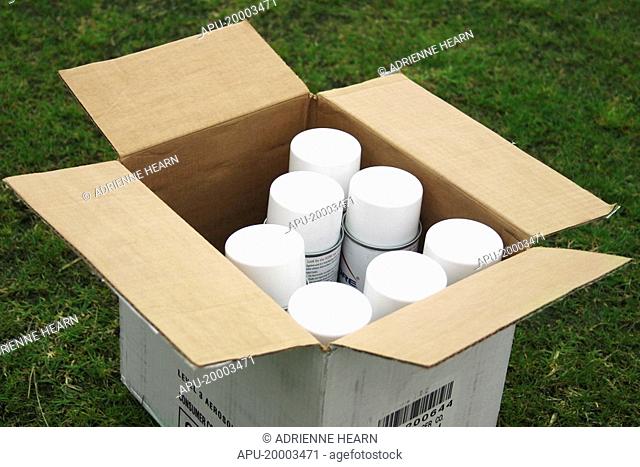 Can of line chalk sitting in a box ready for use
