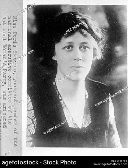 Woman Suffrage - (Misc. Individual Suffragettes), Miss Doris Stevens, youngest member of.., 1917. Creator: Harris & Ewing