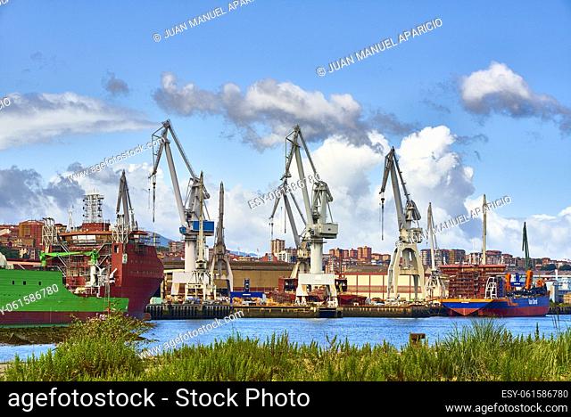 Crane in Shipyard, Sestao, Biscay, Basque Country, Spain, Europe