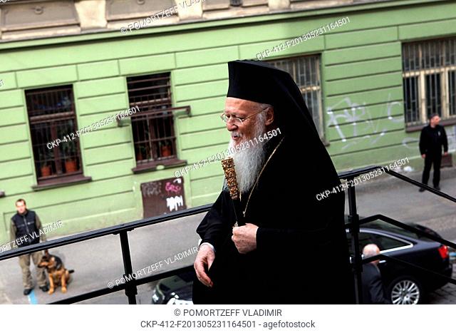 Patriarch Bartholomew I of Constantinople arrives to Ss. Cyril and Methodius Cathedral Cathedral in Prague, Czech Republic, on May 23, 2013