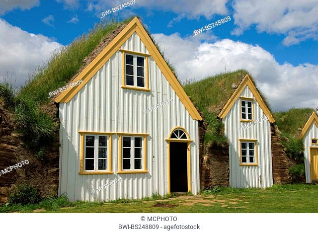 peat houses in with grass roofs in open-air museums Glaumbaer, Iceland