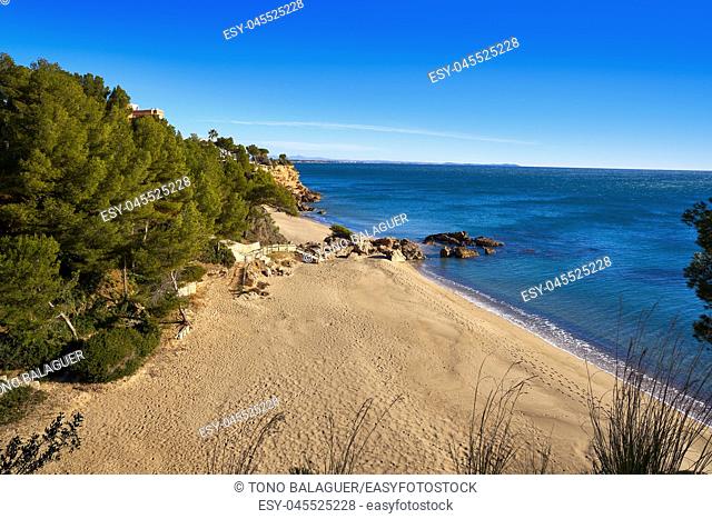 Cala Calazul beach playa in Miami-Platja of Tarragona at Costa Dorada of Catalonia