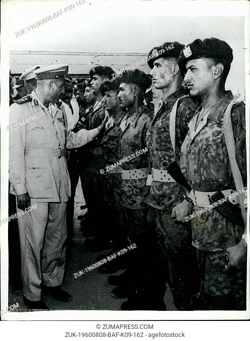 Aug. 08, 1960 - U.A.R. Battalion for the Congo: Lt. Gen. Mohamed Farid Salama, Deputy Chief of Staff of the Armed Forces