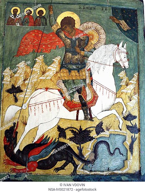 Saint George, icon, city museum, Pskov, Pskov region, Russia