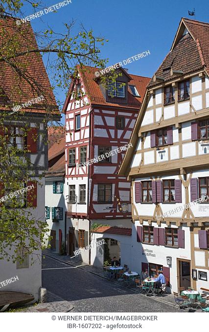 Guild hall of the sailors in the fisherman and tanner district, today a restaurant, Fischerviertel district, Ulm, Baden-Wuerttemberg, Germany, Europe