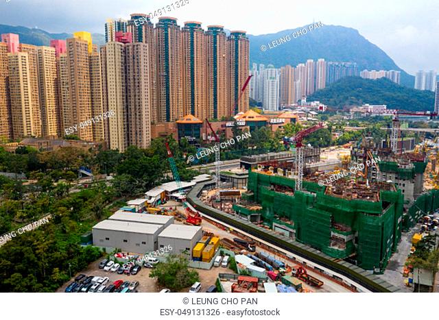 Diamond Hill, Hong Kong 11 April 2019: Top view of Hong Kong downtown city