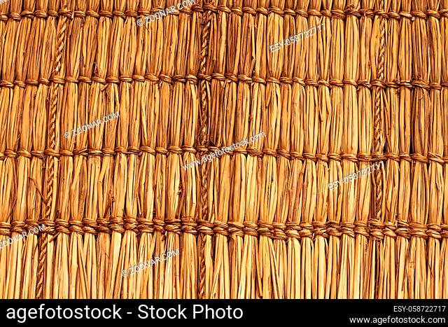 Wickerwork texture background. Antique wickerwork pattern used for vegetable roofs. Close up
