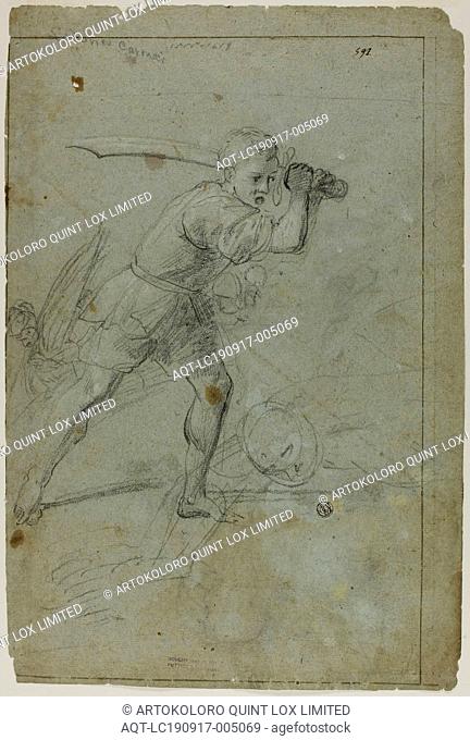 David Beheading Goliath (recto), Sketch of Draped Female Figure with Right Arm Raised Above Head (verso), n.d. (recto), c