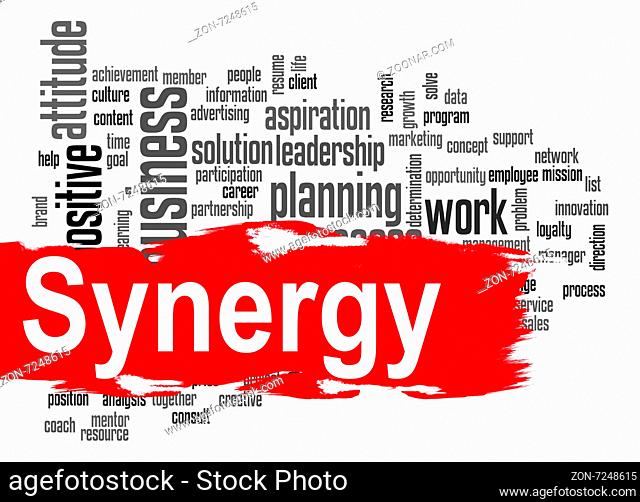 Synergy word cloud image with hi-res rendered artwork that could be used for any graphic design