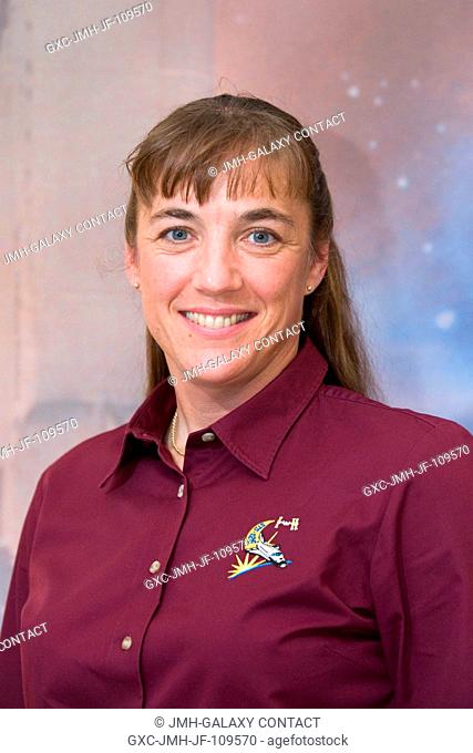 Astronaut Heidemarie Stefanyshyn-Piper, STS-126 mission specialist, poses for a portrait following a preflight press conference at NASA's Johnson Space Center