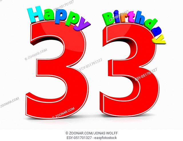 Große rote Zahl mit den Buchstaben Happy Birthday darauf