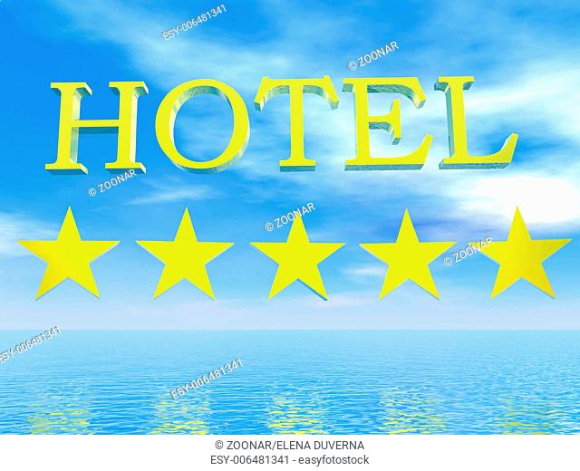 Golden Hotel sign 5 stars - 3D render