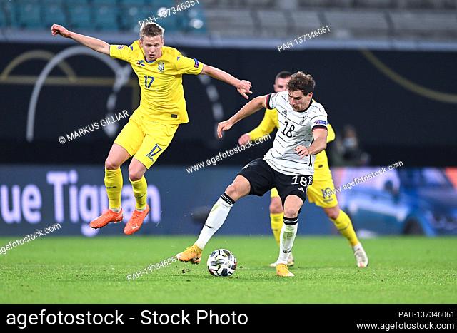 duels, duel between Oleksandr Sintschenko (Ukraine) and Leon Goretzka (Germany). GES / Football / UEFA Nations League: Germany - Ukraine
