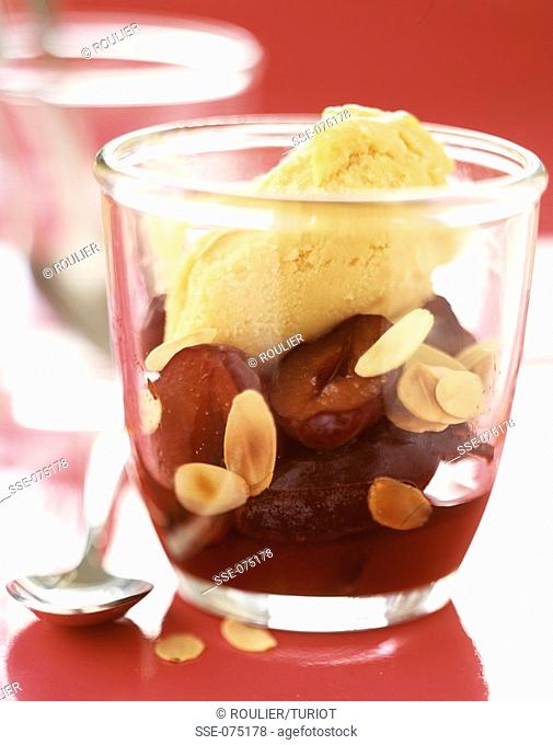Apricot sorbet with quetsch plums