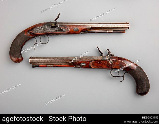 Flintlock Duelling Pistol, American, Middletown, Connecticut, ca. 1815-20. Creator: Simeon North