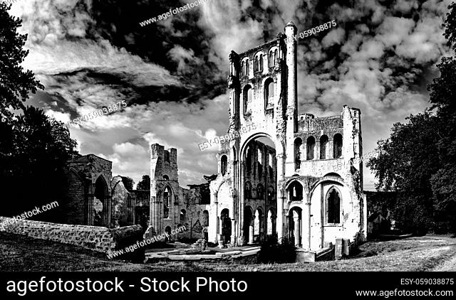 the ruins of the old abbey and Benedictine monastery at Jumieges in Normandy in France