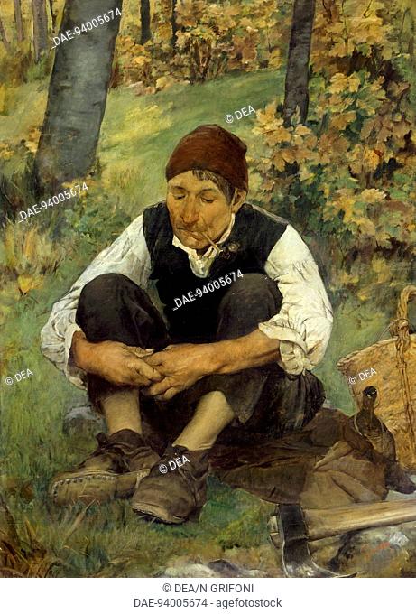The woodcutter, ca 1885, by Egisto Ferroni (1835-1912), oil on canvas, 121x89 cm.  Florence, Palazzo Pitti (Pitti Palace) Galleria D'Arte Moderna (Gallery Of...