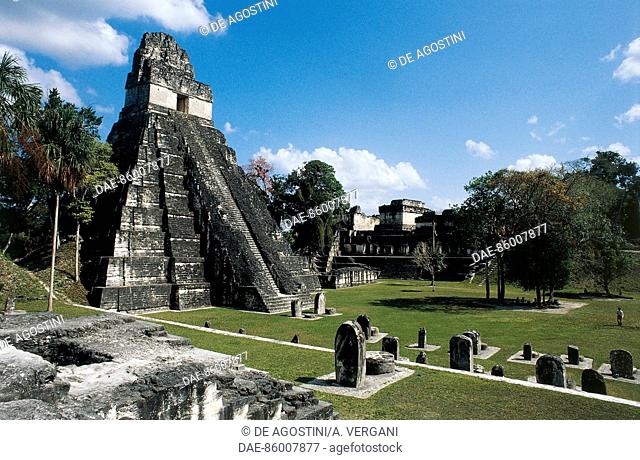 Temple I or Temple of the Jaguar, archaeological site of Tikal, Tikal National Park (Unesco World Heritage List, 1979), El Peten, Guatemala