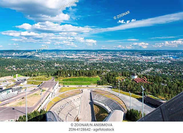 OSLO - AUGUST 19: Holmenkollbakken is large ski jumping hill located in Oslo, Norway. It has hill size of HS134 and a capacity for 30, 000 spectators