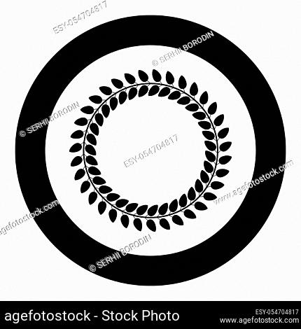 Floral circle Wreath of leaves Round floral frames Floral border icon in circle round black color vector illustration flat style simple image