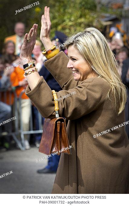 Crown Princess Maxima of The Netherlands visits the Show Band Hoorn in Hoorn, The Netherlands, 23 April 2013. The youngest members of the band, Young Hoorn
