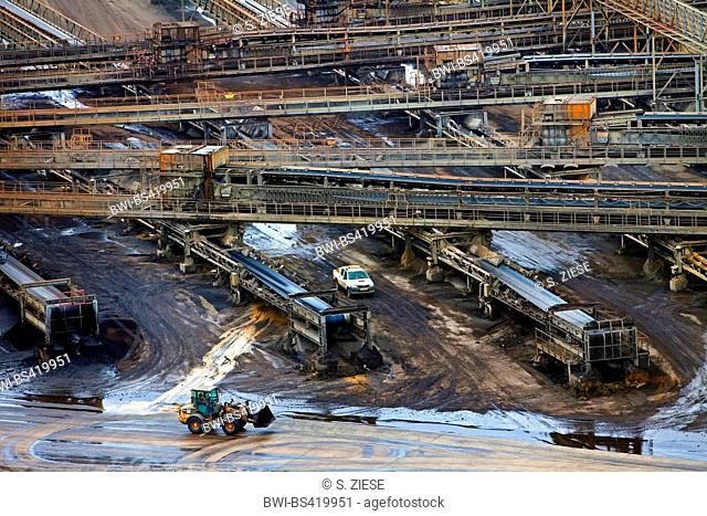 conveyor system of brown coal surface mining Inden, Germany, North Rhine-Westphalia, Inden