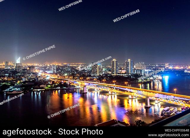 Cityview at night, Rama III Bridge, Bangkok, Thailand